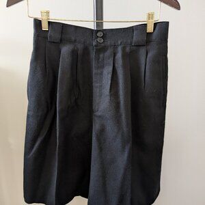 Vintage Black Pleated Wool Shorts